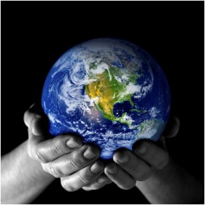 planet earth and hands photo